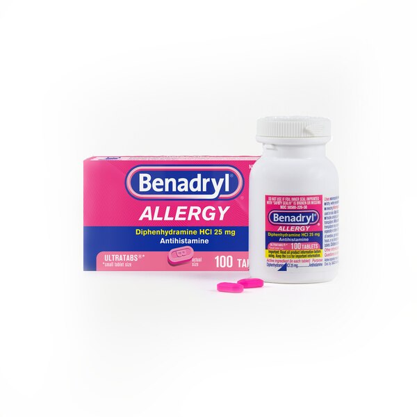 Benadryl Ultratabs Antihistamine Allergy Medicine Tablets, 100 ct