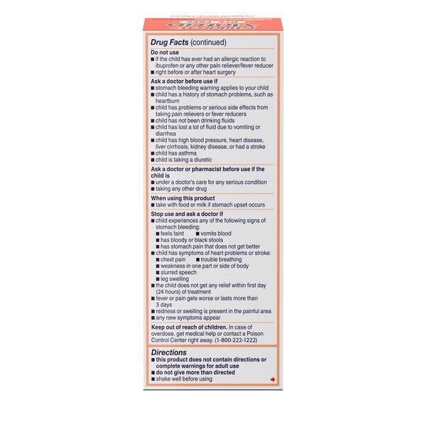 Children's Motrin Ibuprofen Pain Reliever/Fever Reducer, Dye-Free, 4 FL OZ