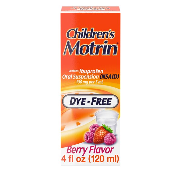 Children's Motrin Ibuprofen Pain Reliever/Fever Reducer, Dye-Free, 4 FL OZ