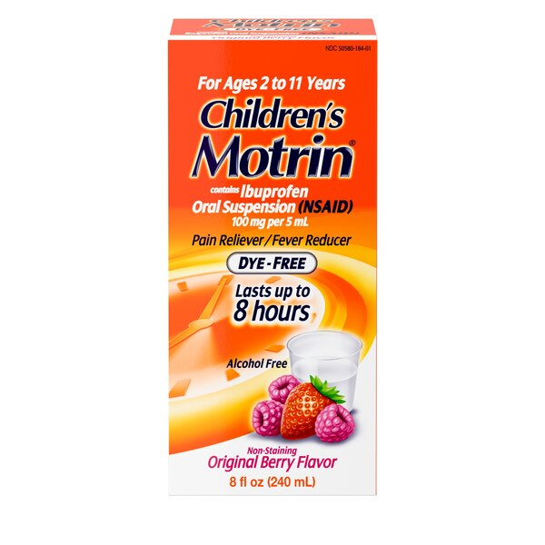 Children's Motrin Dye-Free Ibuprofen Oral Suspension, Berry, 8 FL OZ