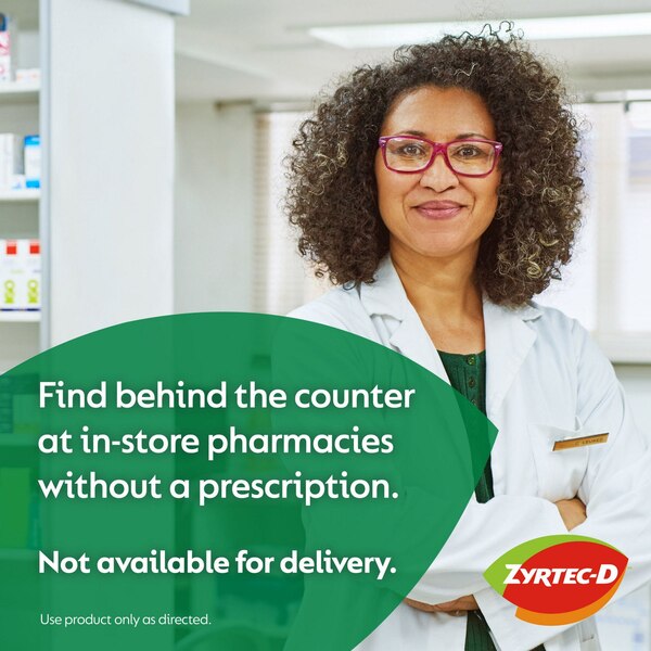Zyrtec-D 12 Hour Allergy Medicine & Nasal Decongestant Tablets