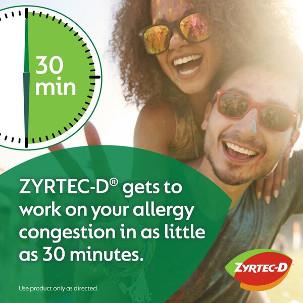 Zyrtec-D 12 Hour Allergy Medicine & Nasal Decongestant Tablets
