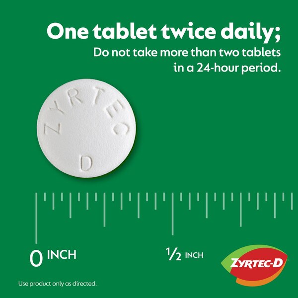 Zyrtec-D 12 Hour Allergy Medicine & Nasal Decongestant Tablets