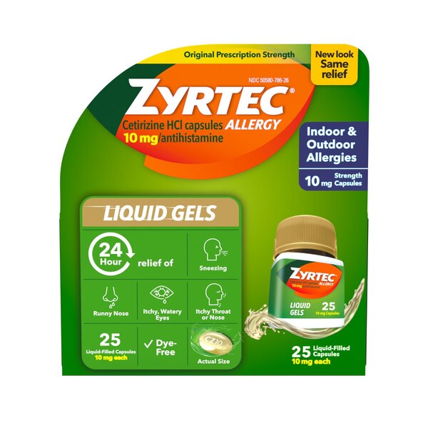 Zyrtec 24HR Allergy Relief Liquid Gels, 10mg Cetirizine HCl
