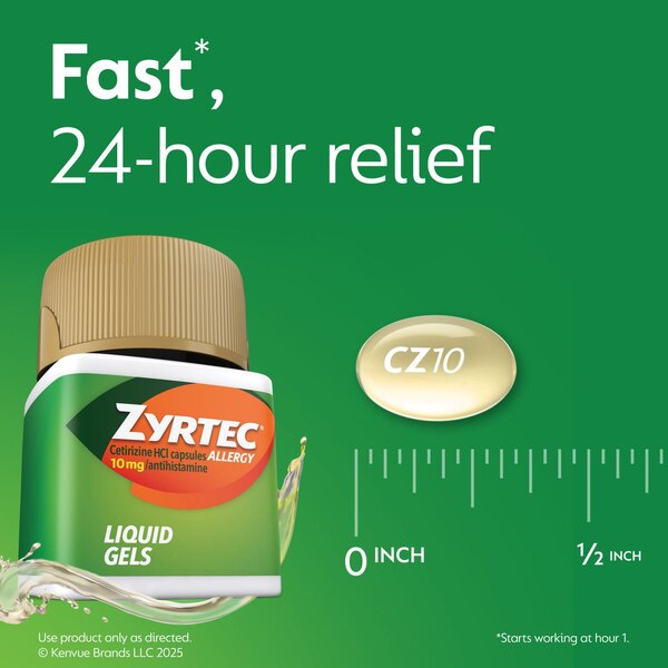 Zyrtec 24HR Allergy Relief Liquid Gels, 10mg Cetirizine HCl