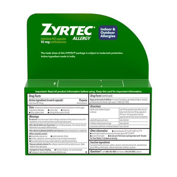 Zyrtec 24HR Allergy Relief Liquid Gels, 10mg Cetirizine HCl