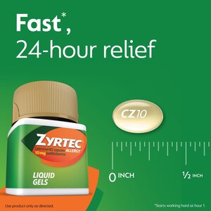Zyrtec 24HR Allergy Relief Liquid Gels, 10mg Cetirizine HCl, 12 Count, 25 Count, 40 Count