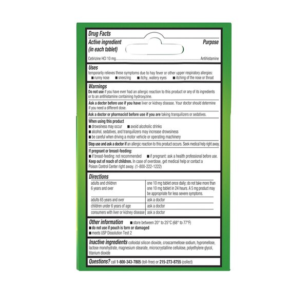 Zyrtec 24 Hour Allergy Tablets with Cetirizine HCl, Travel Size, 3 CT