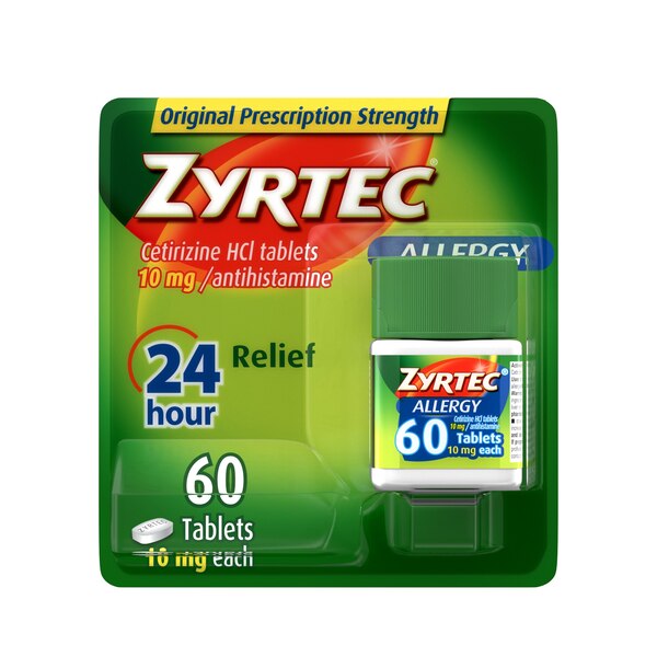 Zyrtec 24HR Allergy Relief Tablets, 10mg Cetirizine HCl