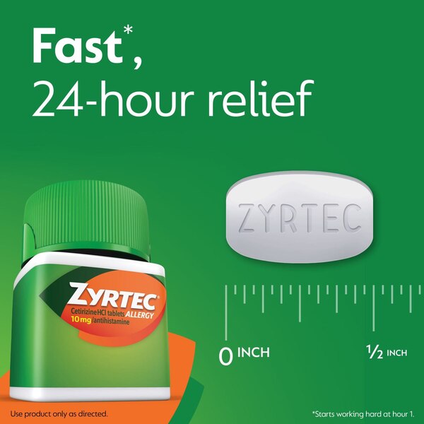 Zyrtec 24HR Allergy Relief Tablets, 10mg Cetirizine HCl