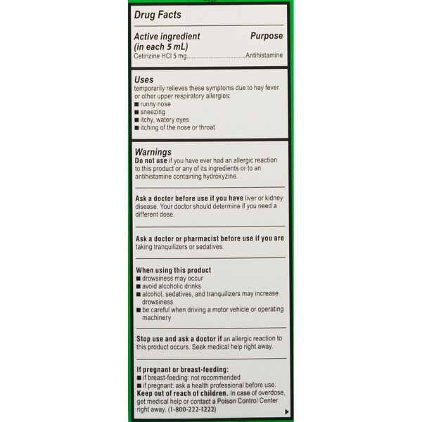 Zyrtec 24 Hr - Jarabe pediátrico para el alivio de la alergia, sabor Grape, 4 oz líq.
