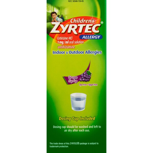 Zyrtec 24 Hr - Jarabe pediátrico para el alivio de la alergia, sabor Grape, 4 oz líq.