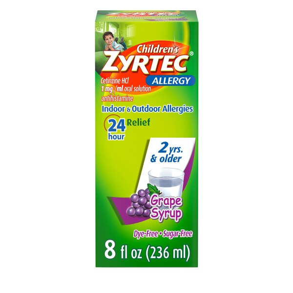 Zyrtec Children's Allergy Relief Liquid, Grape, 8 OZ