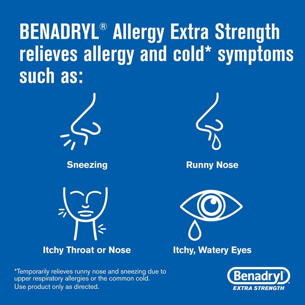 Benadryl Extra Strength Allergy Releif, 50mg Diphenhydramine HCl, 24 CT