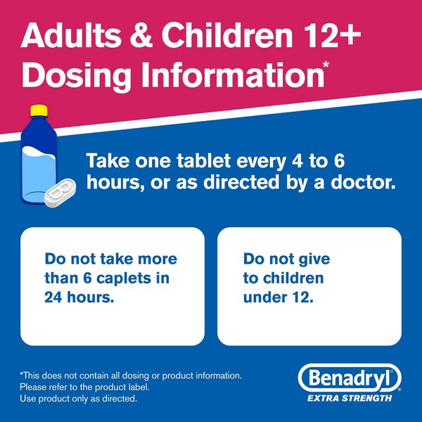Benadryl Extra Strength Allergy Releif, 50mg Diphenhydramine HCl, 24 CT