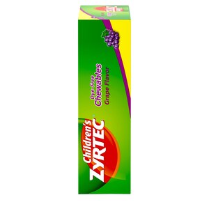 Zyrtec Children's 24HR Dye-Free Allergy Relief Chewable Tablets, 10mg Cetirizine HCl, Grape, 24 CT