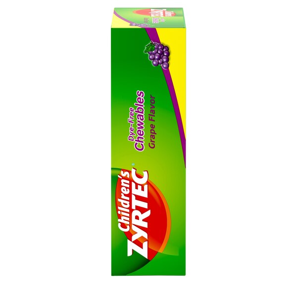 Zyrtec Children's 24HR Dye-Free Allergy Relief Chewable Tablets, 10mg Cetirizine HCl, Grape, 24 CT