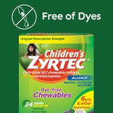 Zyrtec Children's 24HR Dye-Free Allergy Relief Chewable Tablets, 10mg Cetirizine HCl, Grape, 24 CT, thumbnail image