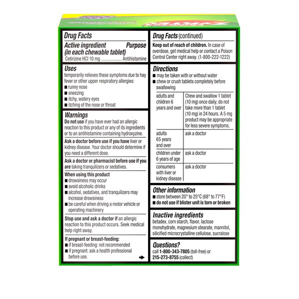 Children's Zyrtec Allergy Dye-Free Chewables