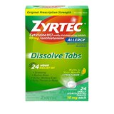Zyrtec 24HR Allergy Relief Dissolve Tabs, 10mg Cetirizine HCL, Citrus, 24 CT, thumbnail image