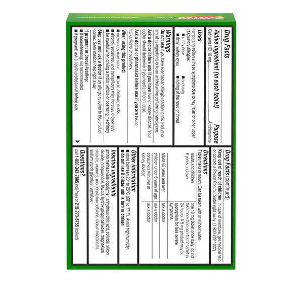 Zyrtec Children's 24HR Allergy Relief Dissovable Tabs, Citrus