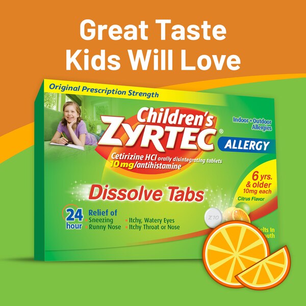 Zyrtec Children's 24HR Allergy Relief Dissovable Tabs, Citrus