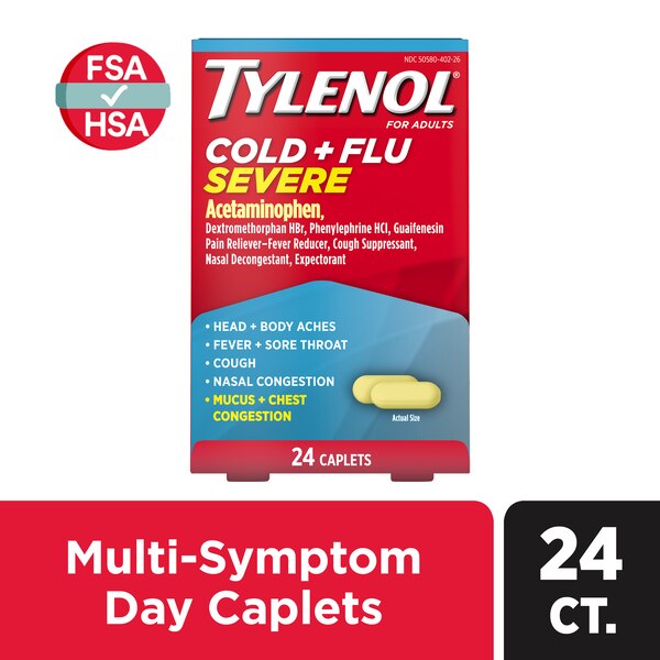 Tylenol Cold + Flu Severe Caplets, 24CT