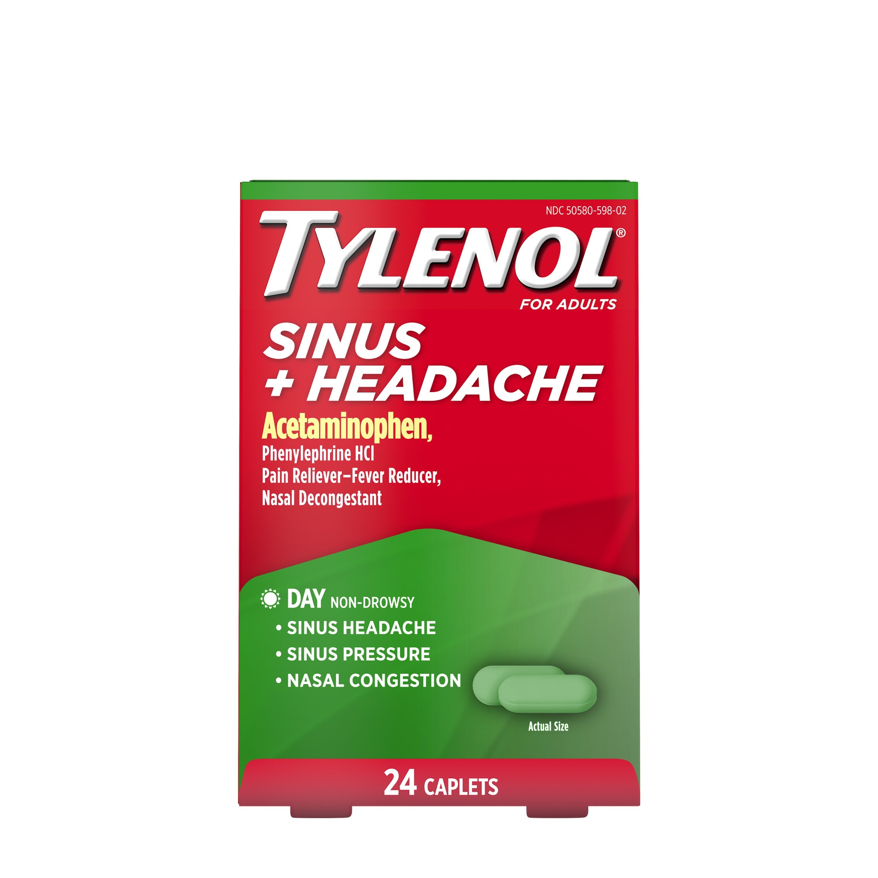 Tylenol Sinus + Headache - Analgésico en cápsulas para el día, no provocan somnolencia, 24 u.