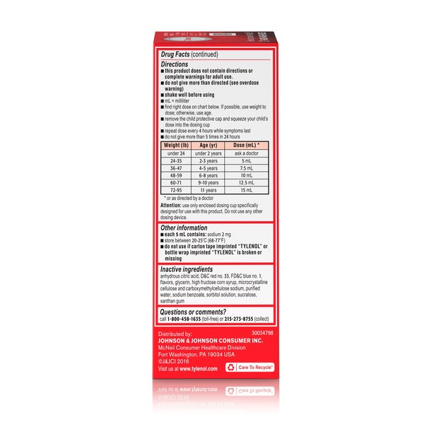 Children's Tylenol Pain + Fever Oral Suspension, Grape 4 FL OZ