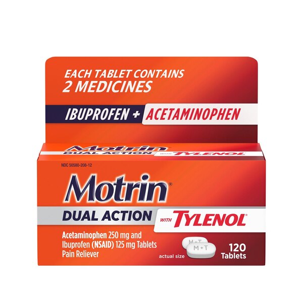 Motrin Dual Action Tablets with Tylenol, 120 CT