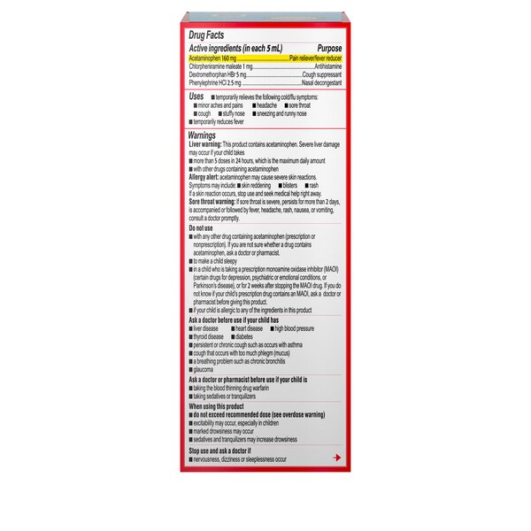 Children's Tylenol Cold & Flu Relief Liquid, 160mg Acetaminophen, Grape, 4 FL OZ