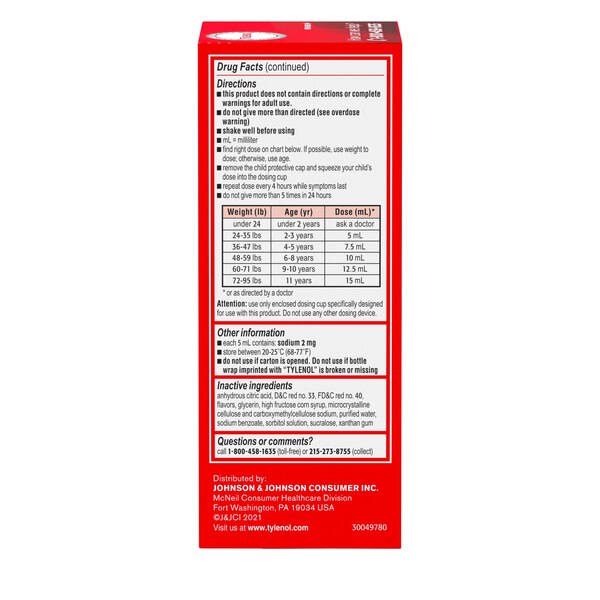 Children's Tylenol Pain & Fever Acetaminophen Oral Suspension, 4 FL OZ
