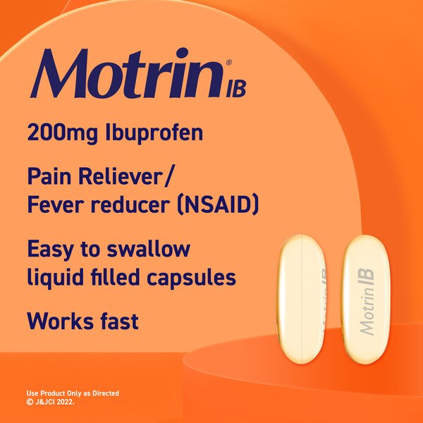 Motrin IB Liquid Gels 200 MG Ibuprofen Capsules