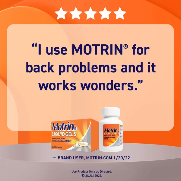 Motrin IB Liquid Gels 200 MG Ibuprofen Capsules