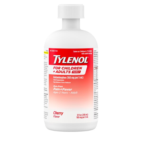 Tylenol Dye-Free Child & Adult Oral Suspension, Cherry, 8 FL OZ