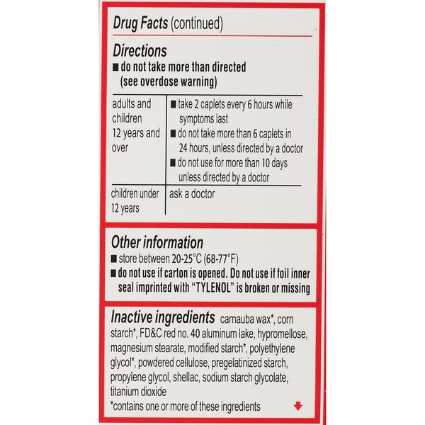 Tylenol Extra Strength Caplets, 50 CT