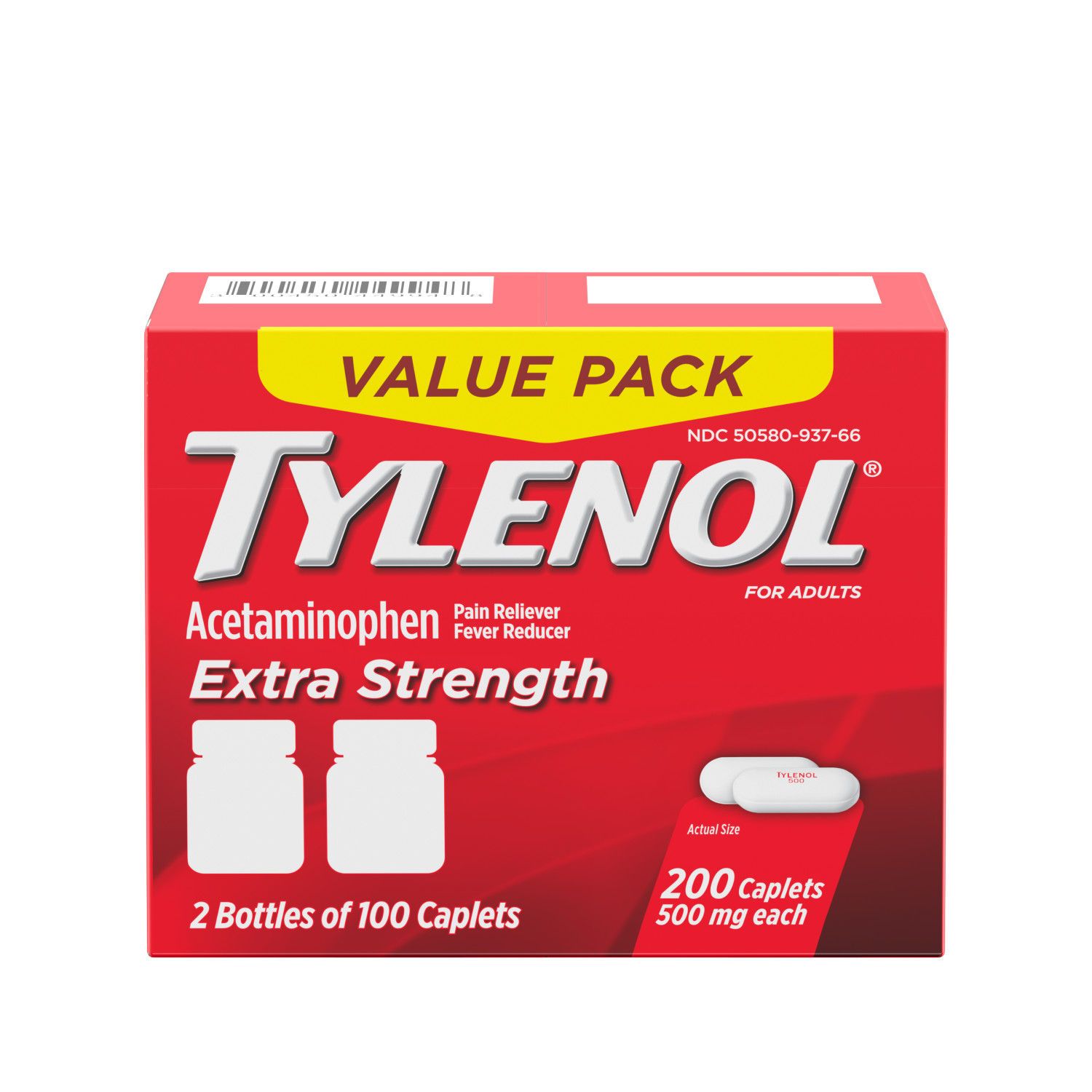 Tylenol Extra Strength Acetaminophen Caplets, 200 CT