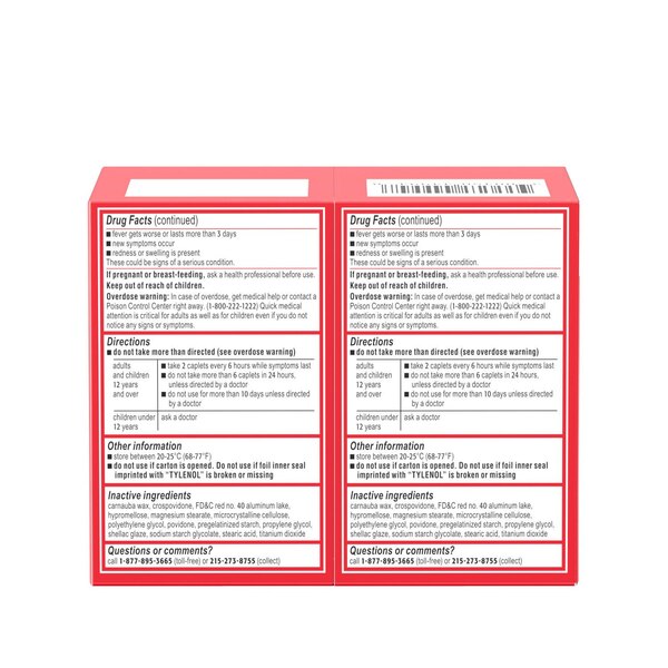 Tylenol Extra Strength Acetaminophen Caplets, 200 CT