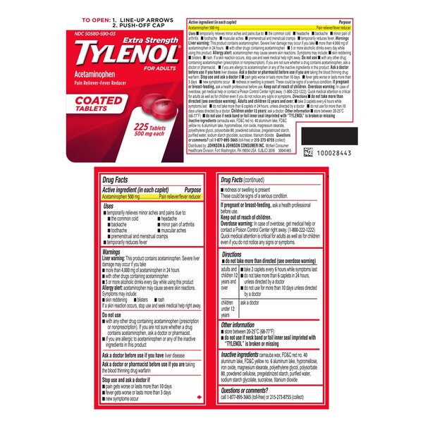 Tylenol Extra Strength Acetaminophen 500 MG Tablets