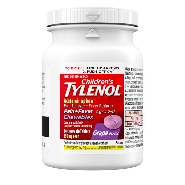 Children's Tylenol Acetaminophen 160 MG Chewable Tablets, 24 CT