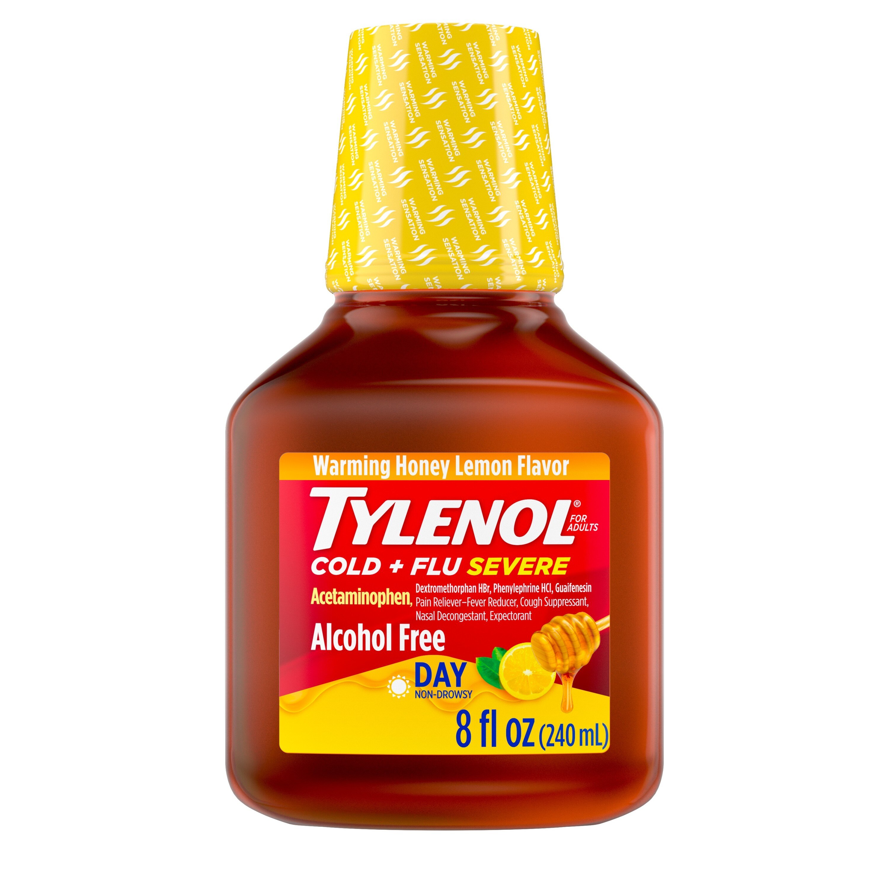 Tylenol Cold + Flu Severe Flu Medicine, Honey Lemon Flavor, 8 fl. OZ