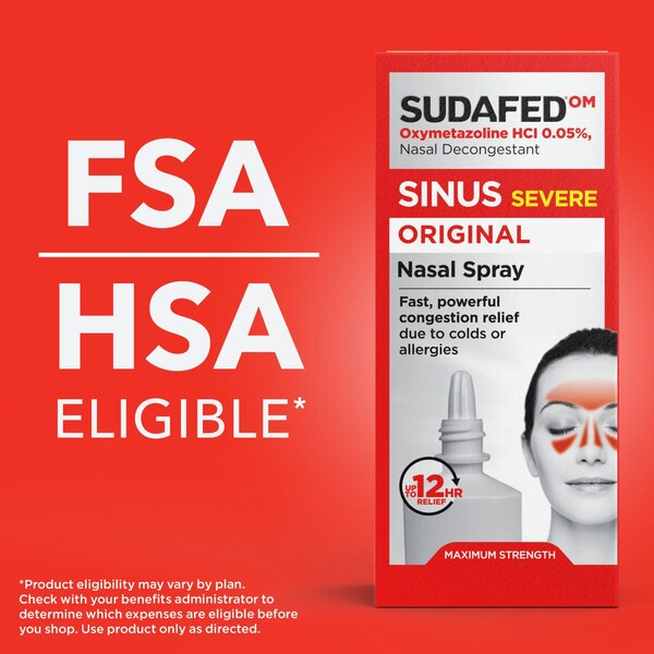 Sudafed Oxymetazoline HCl Nasal Decongestant Sinus Severe Original Nasal Spray, 1 OZ