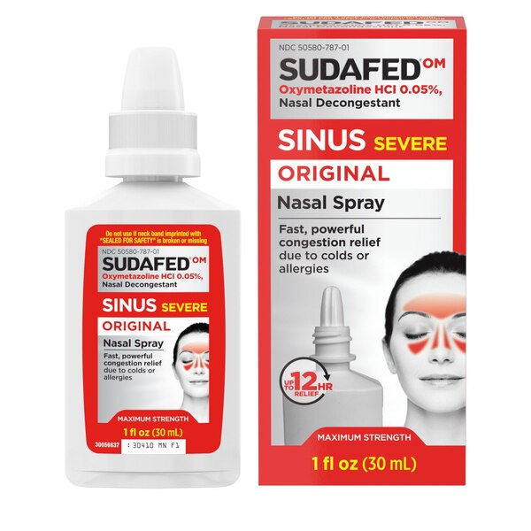Sudafed Oxymetazoline HCl Nasal Decongestant Sinus Severe Original Nasal Spray, 1 OZ