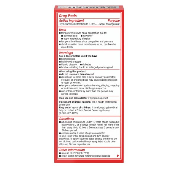 Sudafed Oxymetazoline HCl Nasal Decongestant Sinus Severe Original Nasal Spray, 1 OZ
