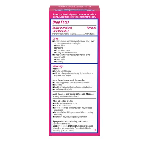 Benadryl Liquid Allergy Relief, Wild Cherry, 4 FL OZ