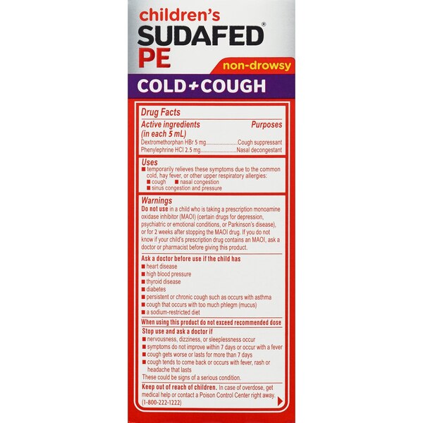 Children's Sudafed PE Cold+Cough Grape Flavor Liquid, 4 Fl. Oz