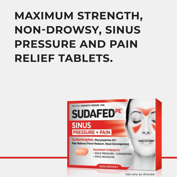 Sudafed PE Max Strength Non-Drowsy Sinus Pressure + Pain Caplets, 24 CT