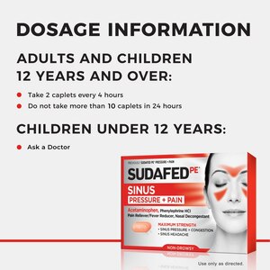 Sudafed PE Max Strength Non-Drowsy Sinus Pressure + Pain Caplets, 24 CT