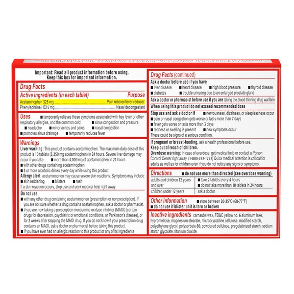 Sudafed PE Max Strength Non-Drowsy Sinus Pressure + Pain Caplets, 24 CT