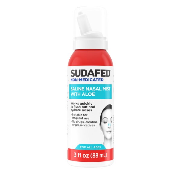 Sudafed Non-Medicated Saline Nasal Mist with Aloe, 3 OZ